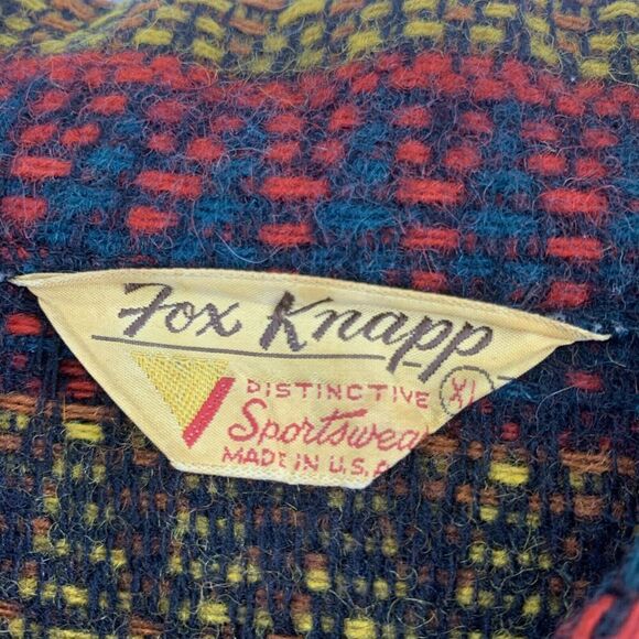 Fox Knapp Sportswear Wool Collared Pullover Two Button Point Hem Red Womens XL - Picture 8 of 11